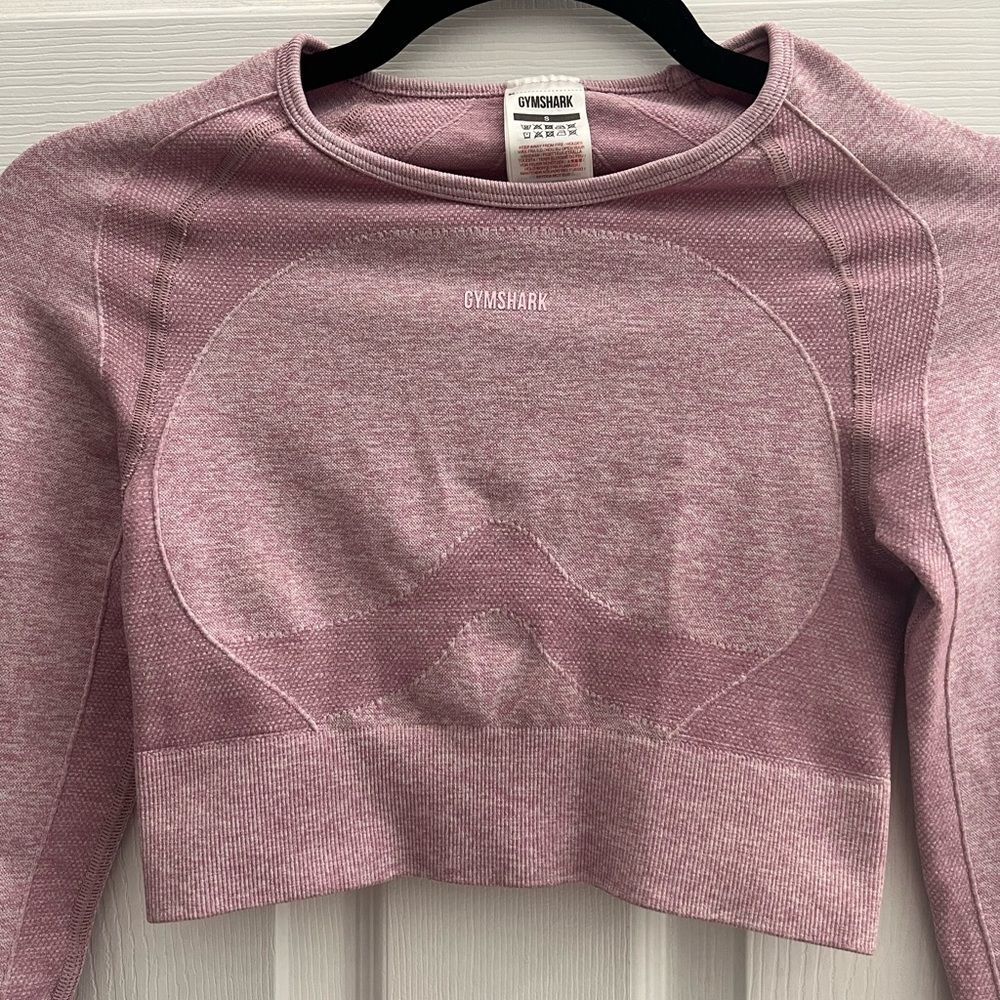 Gymshark Flex Crop Top Long Sleeve Active Deep Blush/White Size Small - Picture 6 of 12